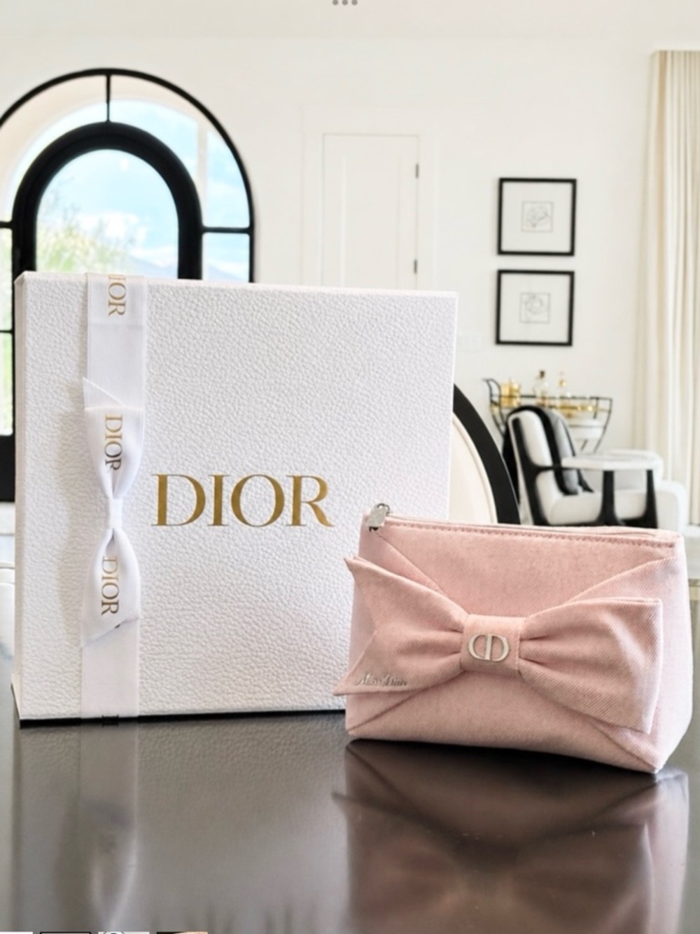 Miss Dior Pink Bow Makeup Case w/ Box & Ribbon
